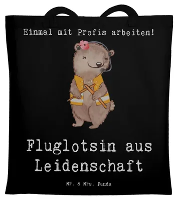 Produktbild von Mr. & Mrs. Panda Schultasche Fluglotsin Leidenschaft - Schwarz - Geschenk, Ausbildung, Tasche, Witzig, Beruf, Shopping, Einkaufstasche, Tote Bag, Lustig, einkaufsshopper
