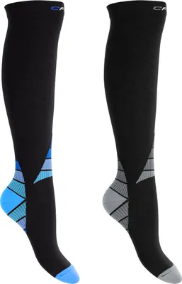 Produktbild von CFLEX Herren & Damen Sport Strümpfe (2 Paar) Kompressions Kniestrümpfe - Schwarz-Blau und Grau Mix 43-46