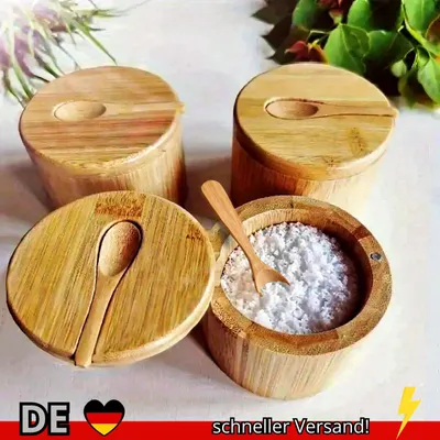 Produktbild von Gewürzgläser Set Salz Pfeffer Bambus Box Holz