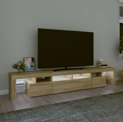 Produktbild von Monderne TV-Schrank mit LED-Leuchten - klassisches Designn - Fernsehstand/TV-Tisches - Sonoma-Eiche 230x36,5x40cm - TV-Schränke DE9993