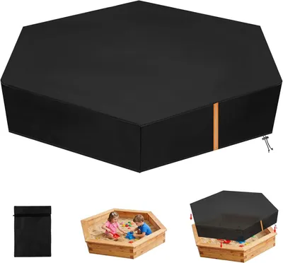 Imagen del producto de Cubierta impermeable para arenero, de forma hexagonal, con dimensiones de 180 x 150 x 20 cm, para uso en el jardín