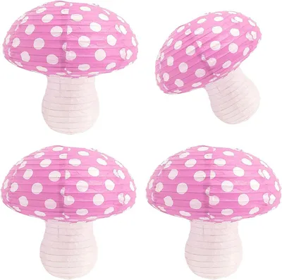 Productafbeelding van Papieren Lantaarns Paddenstoel - Hangende Decoratie Feest - Feestversiering - Opvouwbaar Ontwerp - 20 x 18.5 cm - Roze
