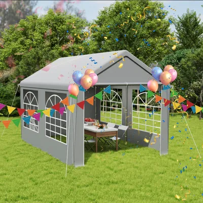 Produktbild von YZNAHRE Pavillon Partyzelt 3x4 m mit 6 Abnehmbaren Seitenwänden Wasserdicht Stabil Winterfest Sonnenschutz Gartenpavillon Party Zelt Gartenzelt, Grau