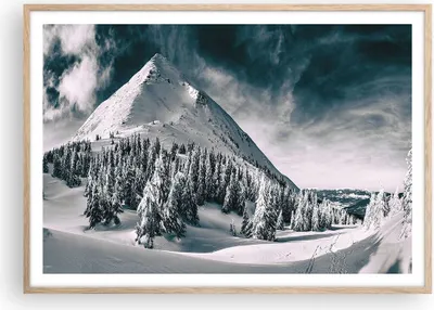 Produktbild von Gerahmtes Poster - Rahmen in heller Eiche - Dunkel Himmel Berg - 100x70 cm - Wand Bild - Wanddeko - Wandbilder - Kunstposter - Wandposter - Bilderrahmen - Bilder - Kunstdruck - P2NAA100x70-4459