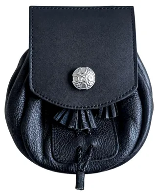 Produktbild von Rob Roy Sporran mit Kette, handgefertigt, schwarzes Leder, traditioneller schottischer Kilt-Sporran