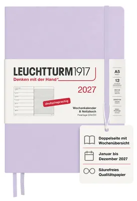 Produktbild von LEUCHTTURM1917 Wochenkalender 2027 Medium (A5) mit Notizbuch - Terminplaner Deut