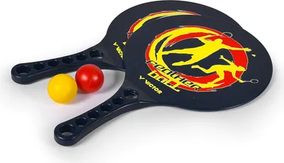 Produktbild von Beach Ball Set schwarz, 2 x Schläger + 2 x PolyurethanBälle, Strandspiel Ballspiel