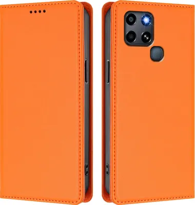 Immagine prodotto di Custodia in pelle per Infinix Smart 6 / Smart 6+, custodia a libro magnetica in Finto cuoio con supporto Arancione