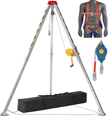 Produktbild von VEVOR trojnožka 1200 lbs naviják trojnožka so 7' nohami a 98' káblom Záchranná trojnožka pre stiesnené priestory 32,8' postroj na ochranu proti pádu Úložná taška pre bežné stiesnené priestory