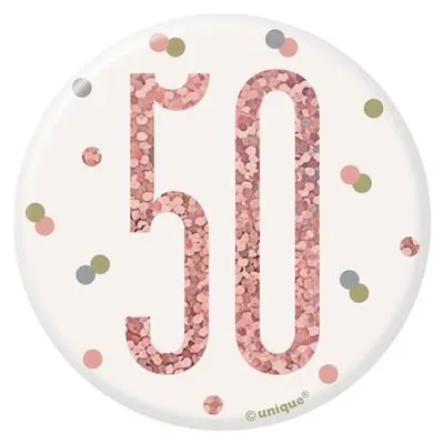 Produktbild von Anstecker zum 50. Geburtstag roségold, ca. 7 cm, mit Aufstellerfunktion