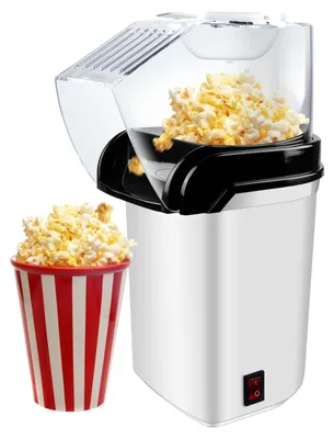 Elektrische Popcornmaschine, 1200 W, 2 Min., fettfrei, weiß