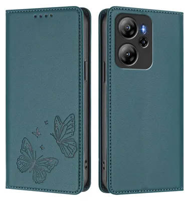Image de Étui en cuir pour Oscal Tiger 13, motif papillon, étui à rabat avec support, vert