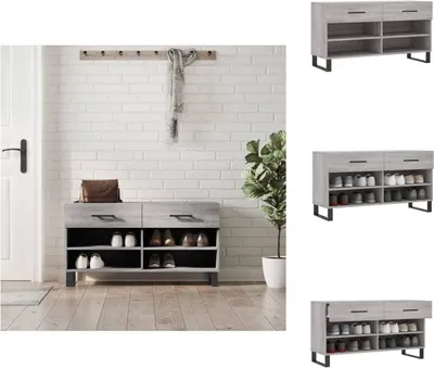 Obrázok produktu pre vidaXL Lavica na topánky sivá Sonoma 102x35x55 cm materiál na báze dreva - Regály a skrinky na topánky