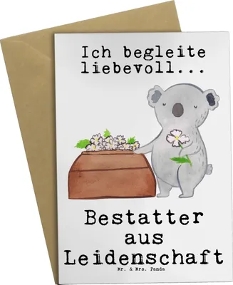 Produktbild von Mr. & Mrs. Panda Grußkarte Bestatter Leidenschaft - Weiß - Geschenk, dankeskarten, vatertagskarte, einladungskarten, osterkarten, weihnachtskarten
