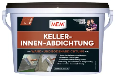 Produktbild von MEM Keller-Innen-Abdichtung, Dauerhafte Sperrschicht gegen eindringendes Wasser, 2-komponentige Wand- und Bodenabdichtung, Gegen drückende Feuchtigkei