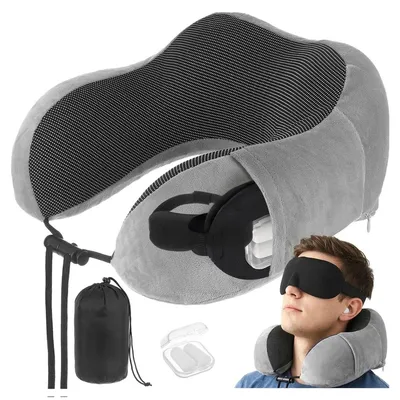 Produktbild von Xtrobb 3D-Reisekissen 26087 mit Schlafmaske und Ohrstöpseln