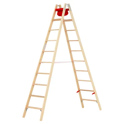Produktbild von Hymer Holz Stufenstehleiter mit Textiltasche 2x10 Stufen