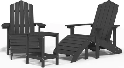 Produktbild von vidaXL Adirondack-Gartenstühle mit Hocker & Tisch HDPE Anthrazit