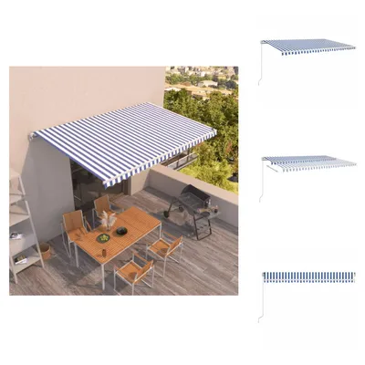Zdjęcie produktu dla vidaXL Markiza zwijana ręcznie 500x350 cm niebiesko-biała - Markizy