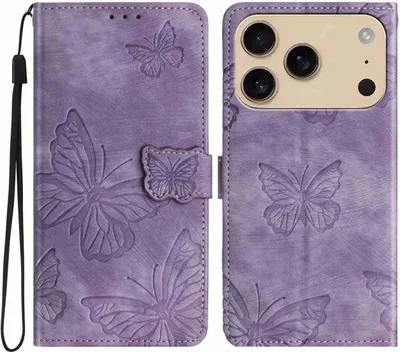 Produktbild von Mobigear Butterfly iPhone 17 Pro Hülle Klapphülle Geldbörse - Lila