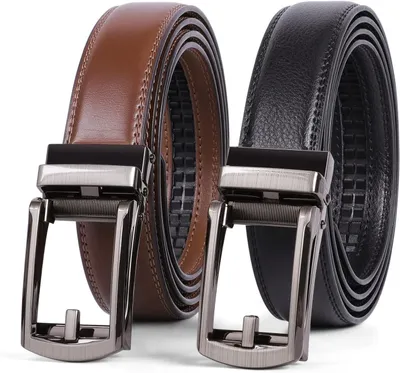 Imagen del producto de Cinturón de cuero con hebilla automática, de 30 mm de ancho, ideal para trajes y uso casual