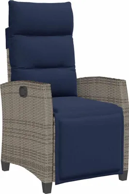 Produktbild von vidaXL Gartensessel mit Beistelltisch Verstellbar Grau Poly Rattan