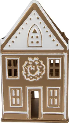 Produktbild von Clayre & Eef Teelichthalter Haus 12x11x22 cm Goldfarbig Metall