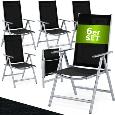 Produktbild von CASARIA® Gartenstühle 6er Set Hochlehner Klappbar 8-Fach Verstellbar Camping Stuhl Aluminium Wetterfest Klappstuhl 120kg Belastbarkeit Garten Balkon