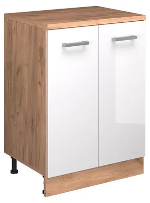 Image de Meuble sous pente Vicco R-Line Blanc Haute brillance 60cm sans pente avec 2 portes, Model 61766
