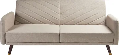 Zdjęcie produktu dla BELIANI Sofa rozkładana jasnobrązowa len syntetyczny 3-osobowa z funkcją spania