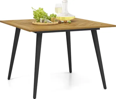 Produktbild von GOPLUS Gartentisch, Terrassentisch rechteckig mit 5cm Schirmloch, Holztisch wetterfest aus Akazienholz, Outdoor Esstisch, Natur (S+)