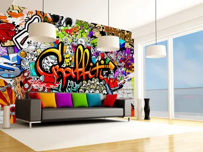 Produktbild von Vlies Fototapete 350x256 cm Tapeten Wandtapete XXL Graffiti Streetart f-A-0348-a-b