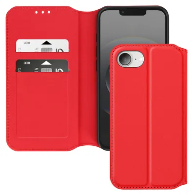 Produktbild von Avizar, Klapphülle für iPhone 16e mit Kartenfach und Videoständer, Rot