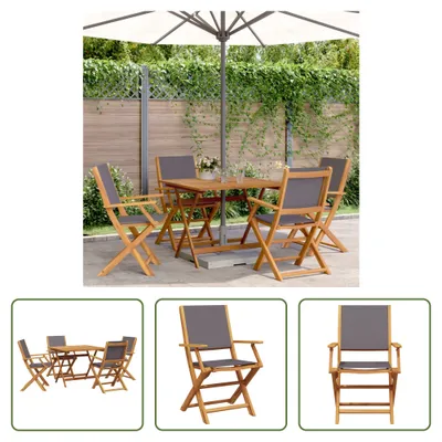 Produktbild von The Living Store 5-tlg. Garten-Essgruppe Stoff und Massivholz Anthrazit