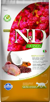 Productafbeelding van N&D Quinoa KAT Huid & Vacht, variant met fazant en kokosnoot, 5 kg