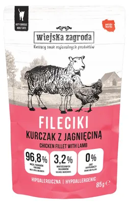Immagine prodotto di Wiejska Zagroda cibo umido per gatti, filetti di pollo e agnello, 85 g