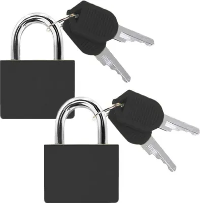 Image de Serrure à valise avec clé - 2 mini cadenas noirs