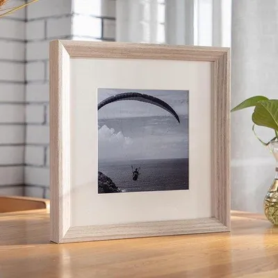 Obrázek produktu pro Dřevěný rámeček na fotky – galerijní lišta – nástěnná dekorace – fotka – 33 x 33 cm – bílá, šedá