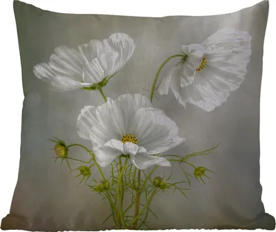 Produktbild von MuchoWow® Outdoor Kissen - Blumen - Stillleben - Mohn - Weiß - Botanisch - 60x60 cm - Wetterfest - Lounge Kissen - Dekoration - Schlaf Kissen