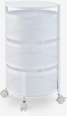 Produktbild von Obstwagen Küche modern mit Rädern und 3 schwenkbaren Körben Rodin M - Weiß