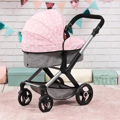 Produktbild von Puppenwagen Xeo mit Tasche, verstellbarem Griff und Schwenkschieber, als Puppenjogger nutzbar, mit beweglichen Vorderrädern und integriertem Korb