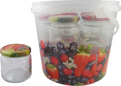 Produktbild von Omega Pflückeimer mit 10 Einmachgläsern 210 ml mit Deckel