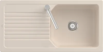 Produktbild von Villeroy & Boch 338601FU Linara 60 Einbauspüle Unterschrankbreite ab 60 cm mit Handbetätigung Ivory CeramicPlus - inkl.