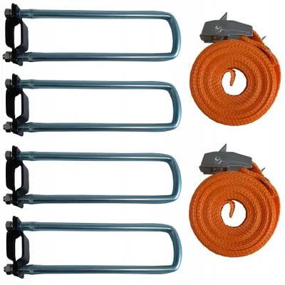 Produktbild von AMOS Langgut-Transportaufsatz 20 cm – 4x D-Anschläge mit 2 Spanngurten für rechteckige Dachträger 32x20 mm