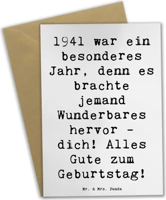 Produktbild von Mr. & Mrs. Panda Glückwunschkarte Spruch 1941 Geburtstag - Weiß - Geschenk, Glückwunsch, Retro Geburtstagsgeschenke, osterkarte, Geburtstagsgeschenk, weihnachtskarten