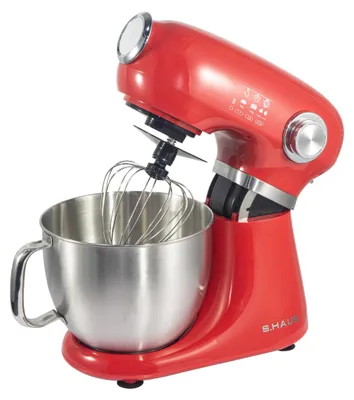 Image de Swiss Haus SH-KM1905 : robot pâtissier multifonction rouge, grande capacité 5 L, 12 vitesses, 1 000 W