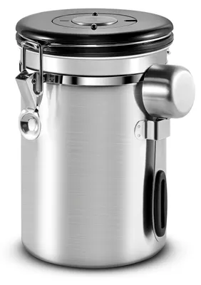 Luftdichte Kaffeebox, Edelstahl, 500 g, 1,8 l, Silber