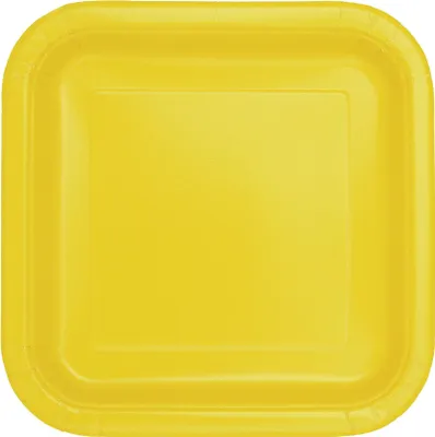 Produktbild von 14 Pappteller Quadratisch Neon Gelb 22 cm - Einheitsgröße