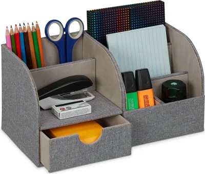Produktbild von relaxdays Schreibtisch Organizer Leinenoptik