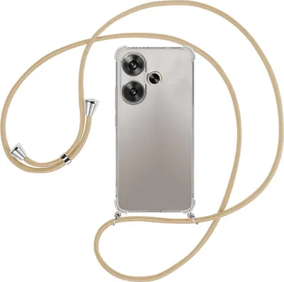 Produktbild von Handykette Backcover-Schutzhülle mit Band (Metall silberfarben) für Xiaomi Redmi Turbo 3 5G - caramel